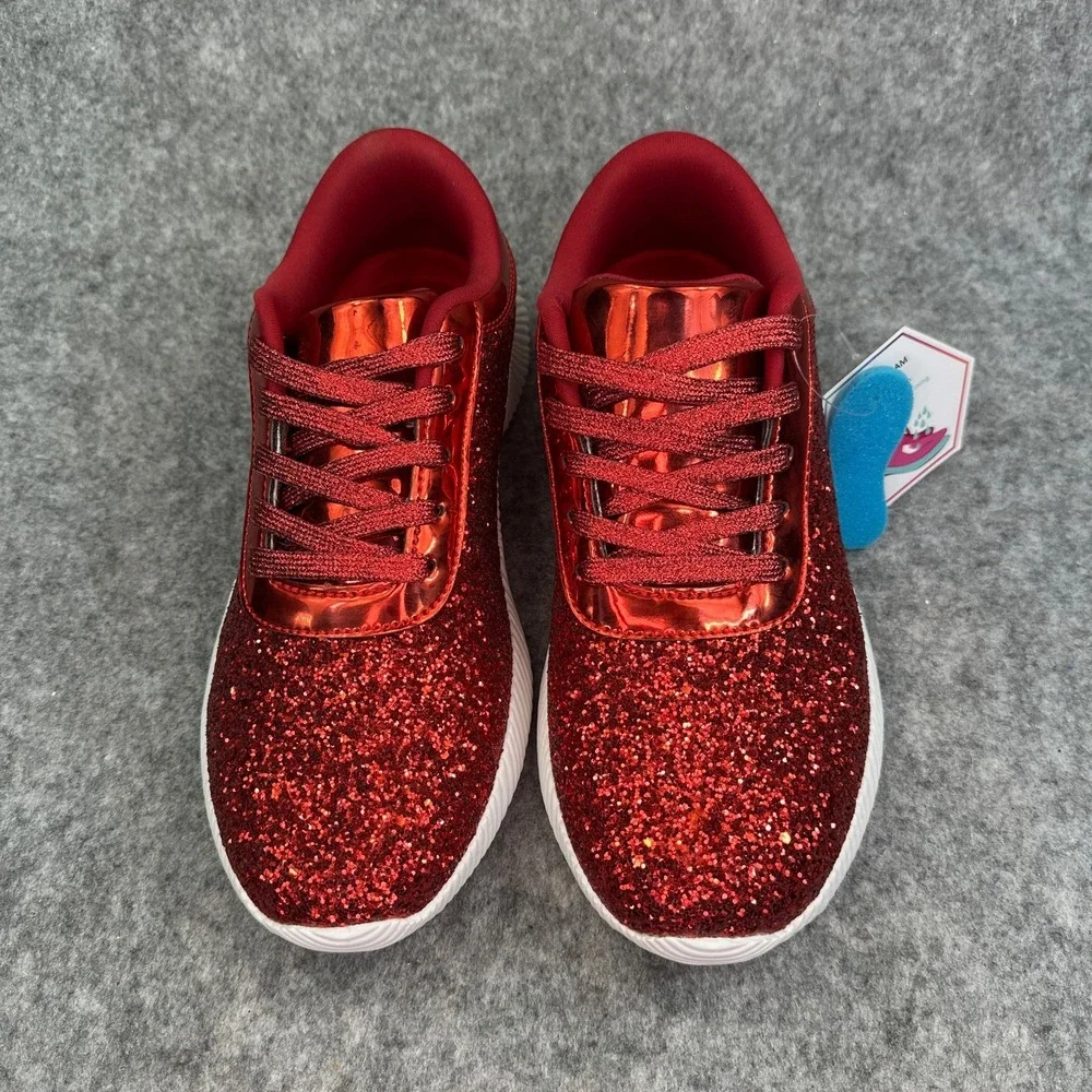 Freewalk Foam Fit Red Glitter Fashion Sneakers Womens 8.5 Memory Foam Shiny New